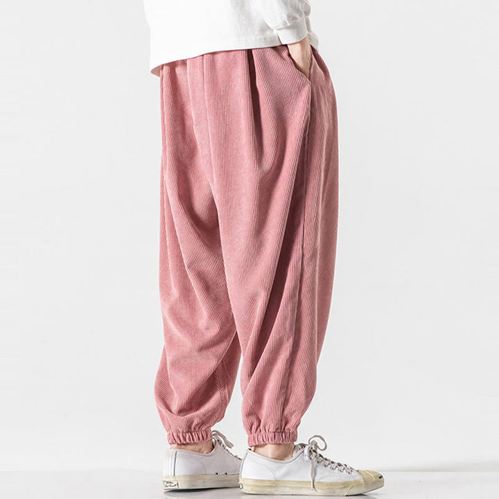 Pantalones casuales Buddha Stones de pana con cordón ajustable y bolsillos para hombre, hasta el tobillo - image 30