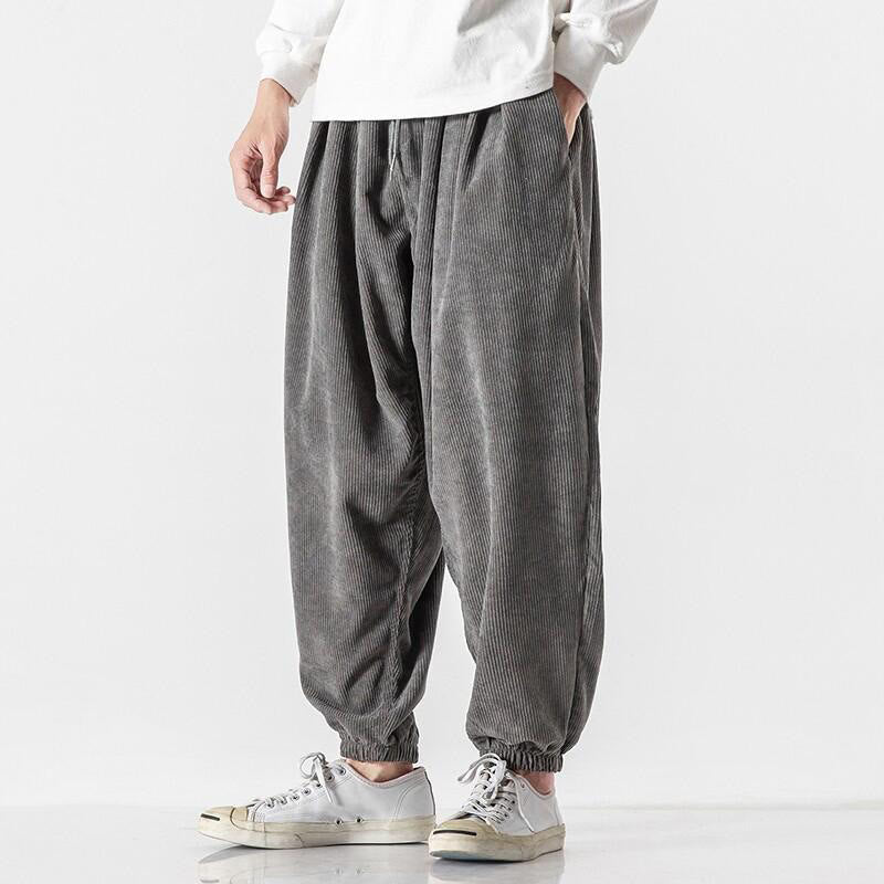 Pantalones casuales Buddha Stones de pana con cordón ajustable y bolsillos para hombre, hasta el tobillo - image 2