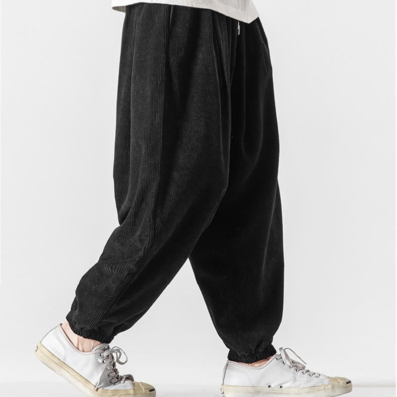 Pantalones casuales Buddha Stones de pana con cordón ajustable y bolsillos para hombre, hasta el tobillo - image 12