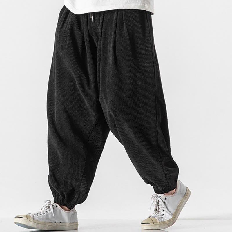 Pantalones casuales Buddha Stones de pana con cordón ajustable y bolsillos para hombre, hasta el tobillo - image 10