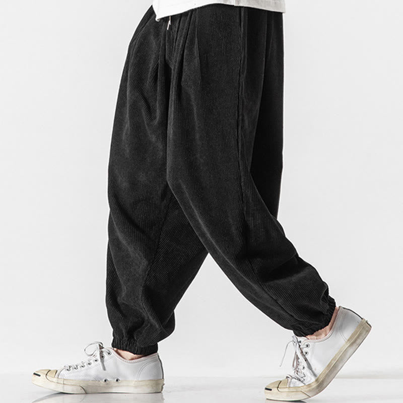 Pantalones casuales Buddha Stones de pana con cordón ajustable y bolsillos para hombre, hasta el tobillo - image 11