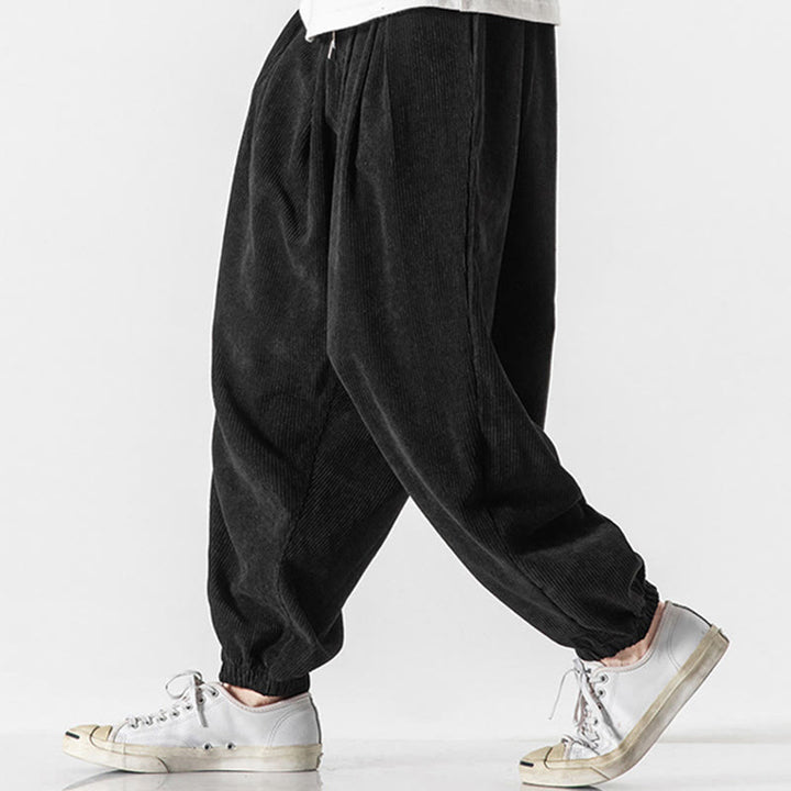 Pantalones casuales Buddha Stones de pana con cordón ajustable y bolsillos para hombre, hasta el tobillo - image 11
