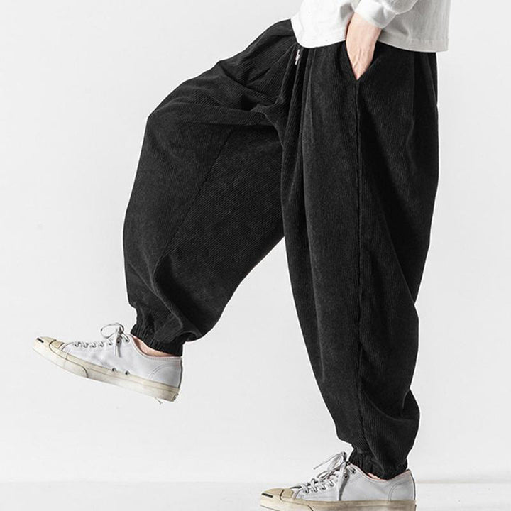 Pantalones casuales Buddha Stones de pana con cordón ajustable y bolsillos para hombre, hasta el tobillo - image 13