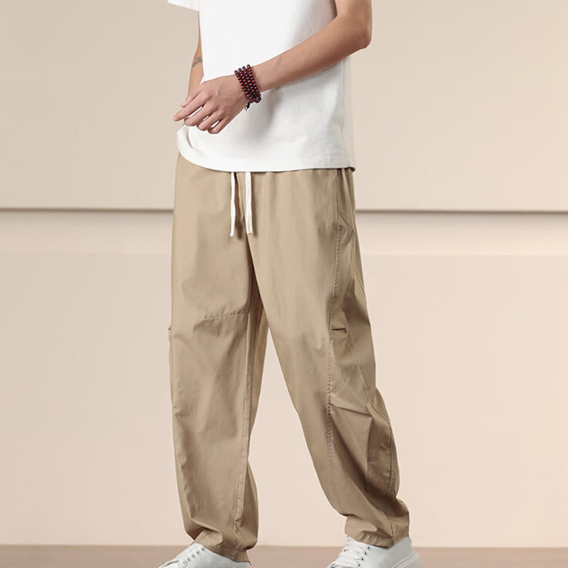 Pantalones cargo casuales vintage de Buddha Stones para hombre con cordón y bolsillos, de color sólido - Vara de oro pálida - US/UK/AU46, EU56 (5XL) - image 1