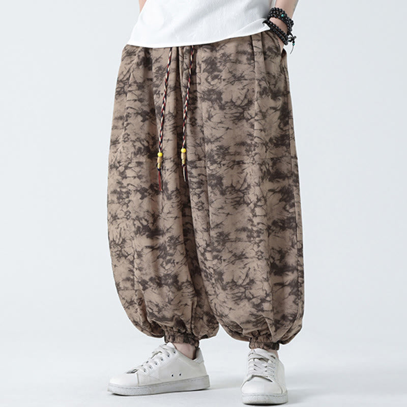 Pantalones harén para hombre con diseño retro informal de Buddha Stones, con cordón y estampado floral, y bolsillos - image 8