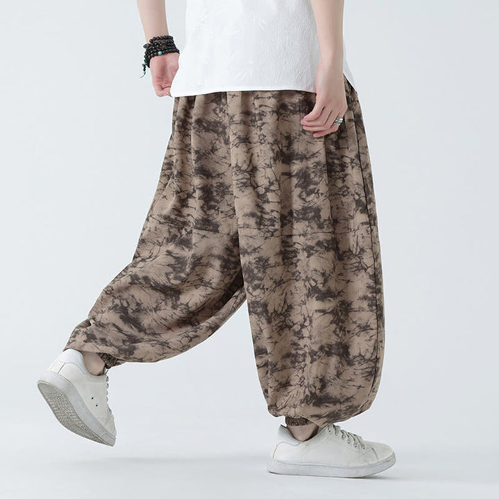 Pantalones harén para hombre con diseño retro informal de Buddha Stones, con cordón y estampado floral, y bolsillos - image 7