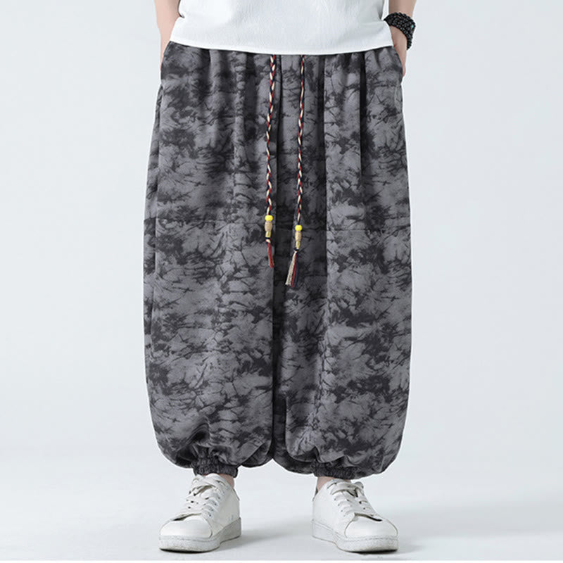 Pantalones harén para hombre con diseño retro informal de Buddha Stones, con cordón y estampado floral, y bolsillos - image 13