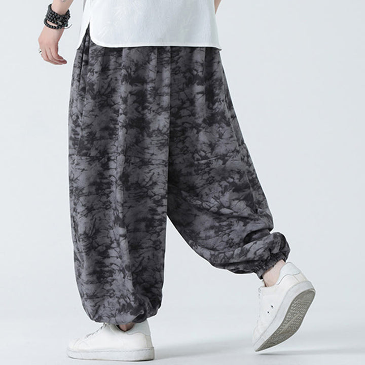 Pantalones harén para hombre con diseño retro informal de Buddha Stones, con cordón y estampado floral, y bolsillos - image 16
