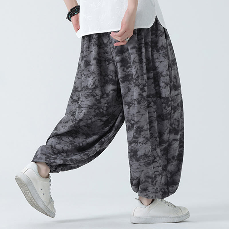 Pantalones harén para hombre con diseño retro informal de Buddha Stones, con cordón y estampado floral, y bolsillos - image 14