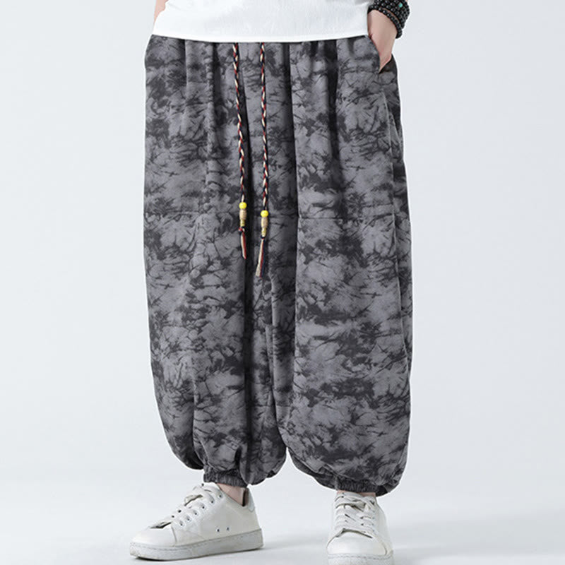 Pantalones harén para hombre con diseño retro informal de Buddha Stones, con cordón y estampado floral, y bolsillos - image 18