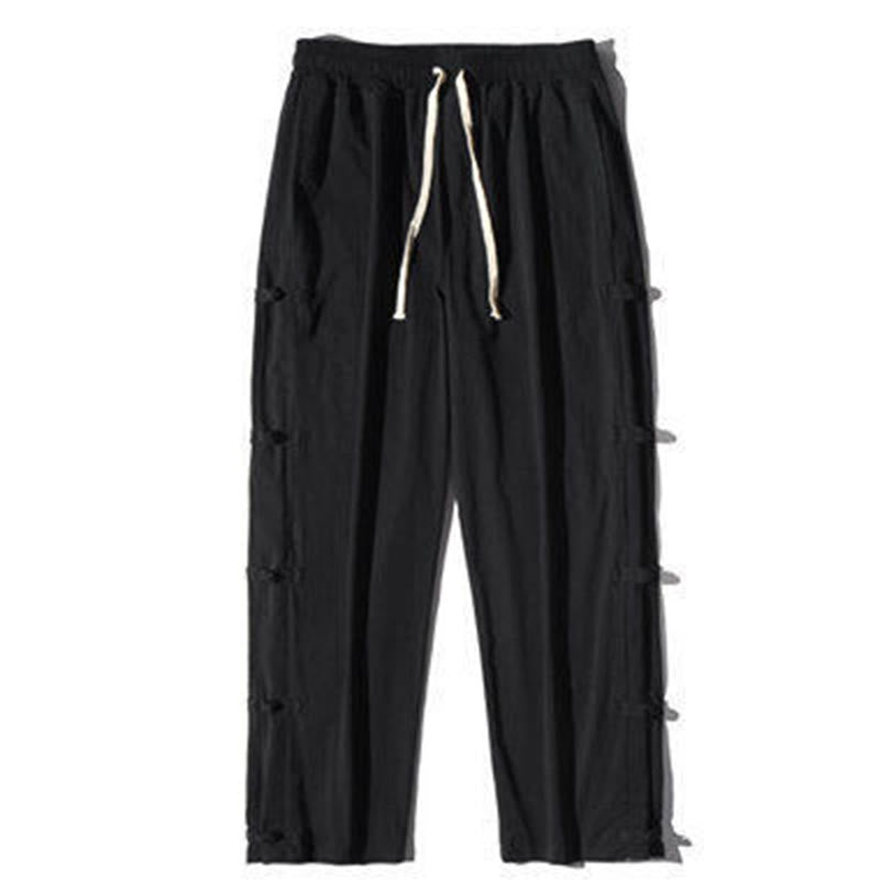 Pantalones anchos para hombre con bolsillos y diseño de grullas y botones de rana con estampado de Buddha Stones - image 10