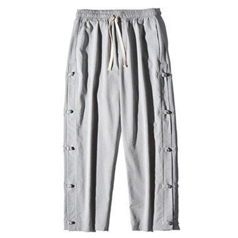 Pantalones anchos para hombre con bolsillos y diseño de grullas y botones de rana con estampado de Buddha Stones - image 21