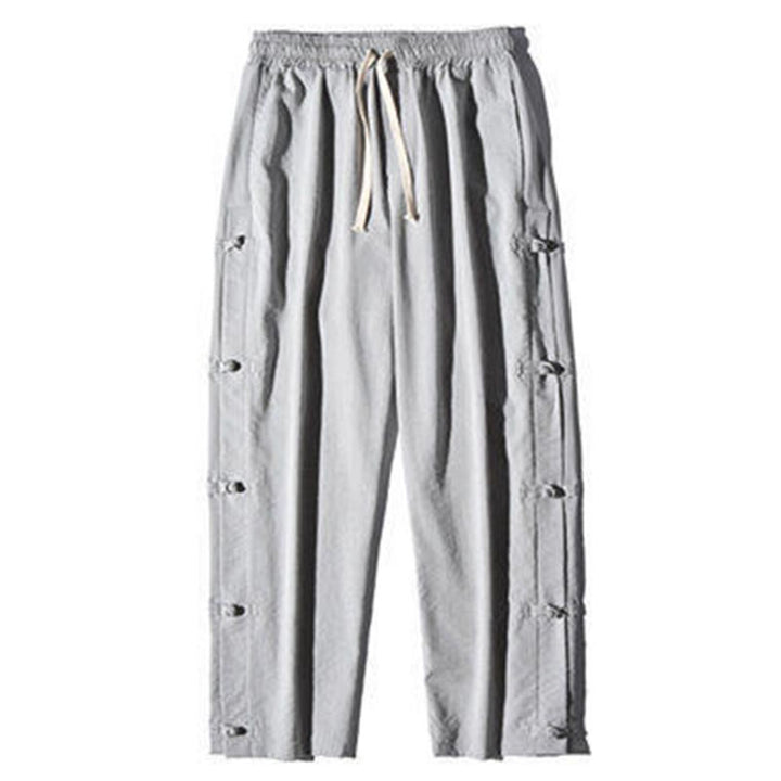Pantalones anchos para hombre con bolsillos y diseño de grullas y botones de rana con estampado de Buddha Stones - image 21