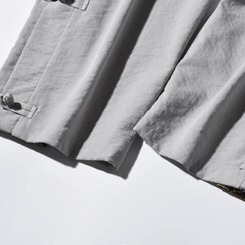 Pantalones anchos para hombre con bolsillos y diseño de grullas y botones de rana con estampado de Buddha Stones - image 30