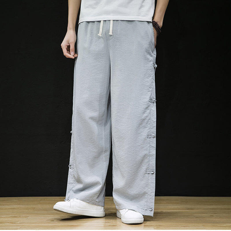 Pantalones anchos para hombre con bolsillos y diseño de grullas y botones de rana con estampado de Buddha Stones - image 17