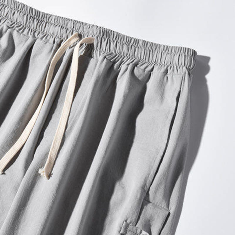 Pantalones anchos para hombre con bolsillos y diseño de grullas y botones de rana con estampado de Buddha Stones - image 23