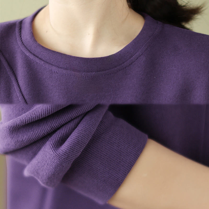 Sudadera de algodón con cuello redondo y botones lisos de Buddha Stones Fall para mujer  - image 19