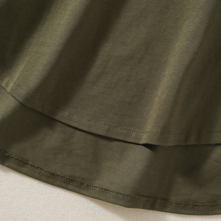 Camiseta de manga larga para mujer de algodón y lino con dobladillo irregular y estampado de Buddha Stones - image 7