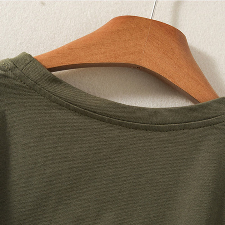 Camiseta de manga larga para mujer de algodón y lino con dobladillo irregular y estampado de Buddha Stones - image 4