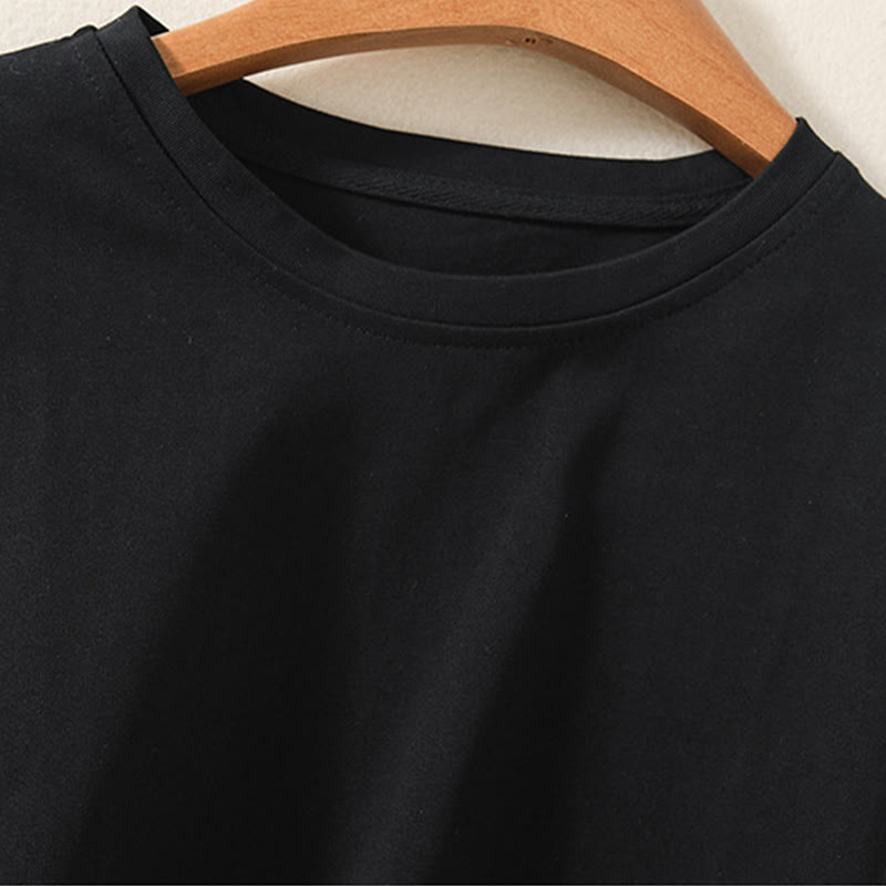 Camiseta de manga larga para mujer de algodón y lino con dobladillo irregular y estampado de Buddha Stones - image 9