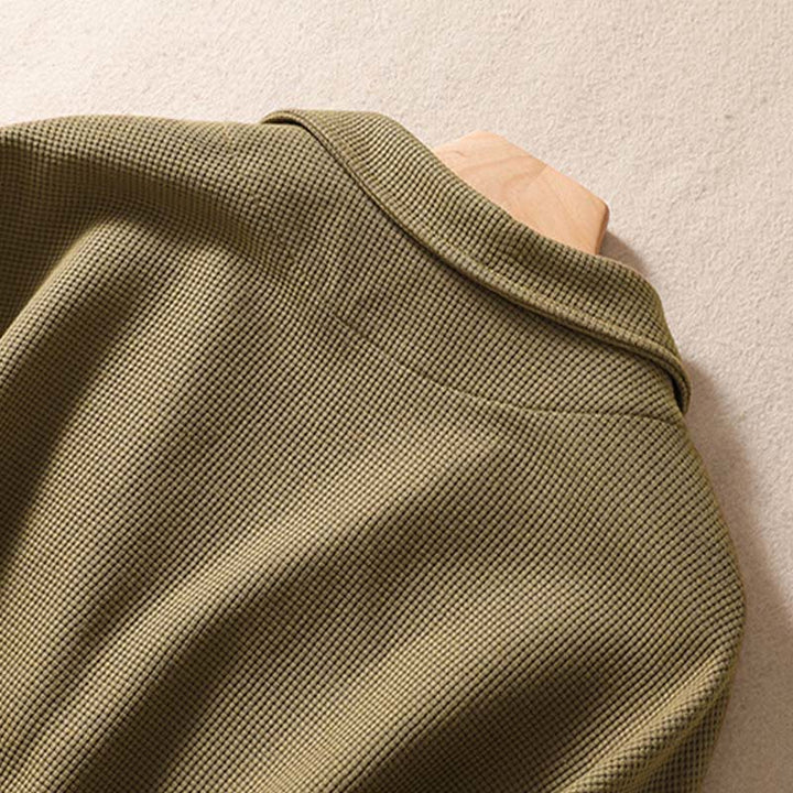 Chaqueta de algodón con solapa lisa y bolsillos para mujer de Buddha Stones - image 4