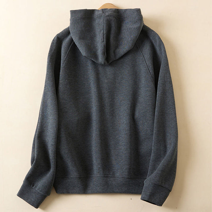 Chaqueta con capucha y bolsillos para mujer con estampado de Buddha Stones y botones lisos. - image 1