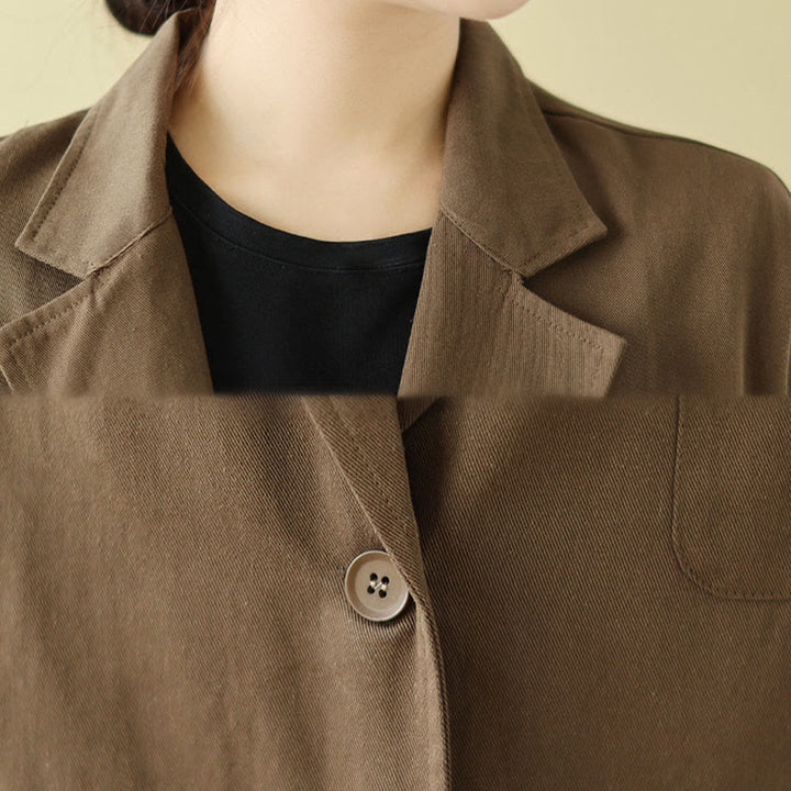 Chaqueta de traje de algodón para mujer con bolsillos y diseño de Buddha Stones - image 6
