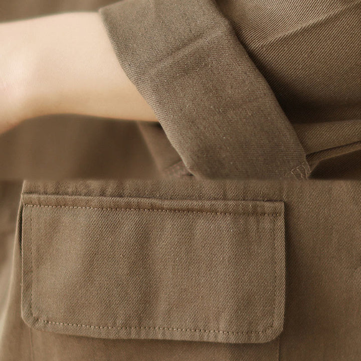 Chaqueta de traje de algodón para mujer con bolsillos y diseño de Buddha Stones - image 7