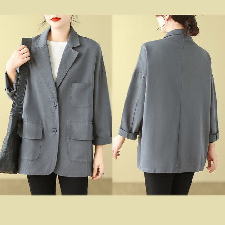 Chaqueta de traje de algodón para mujer con bolsillos y diseño de Buddha Stones - image 12