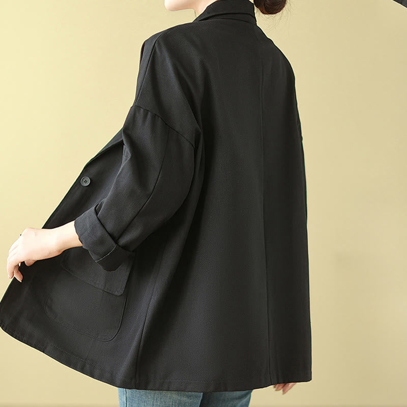 Chaqueta de traje de algodón para mujer con bolsillos y diseño de Buddha Stones - image 18