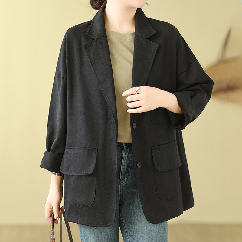Chaqueta de traje de algodón para mujer con bolsillos y diseño de Buddha Stones - Negro - US14，UK/AU18，EU46 (2XL) - image 13