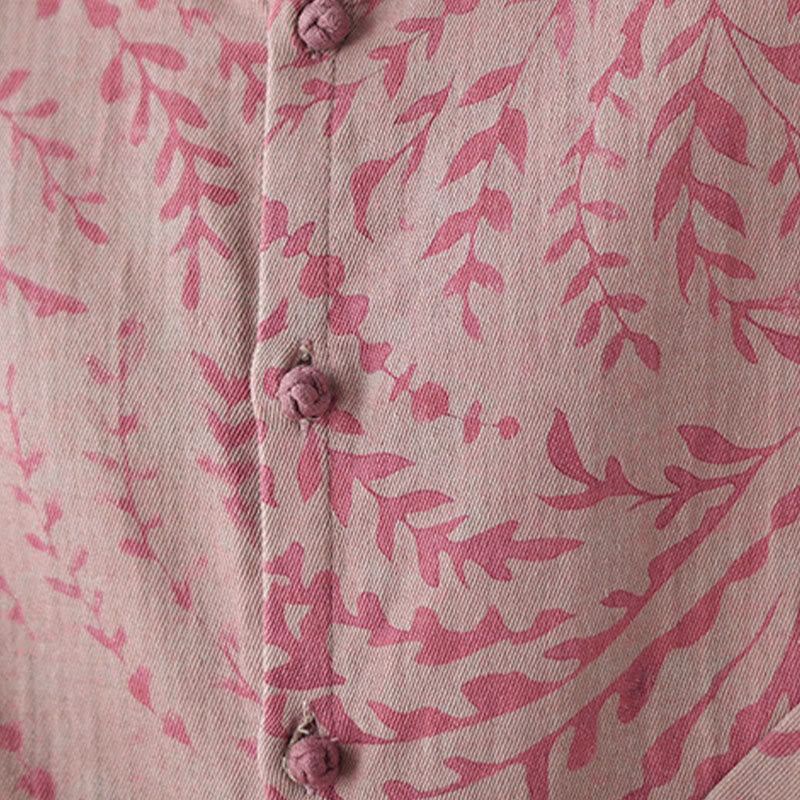Chaqueta de lino y algodón para mujer con estampado de hojas y piedras de Buddha Stones y bolsillos - image 18
