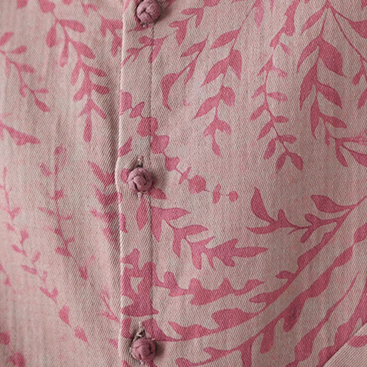 Chaqueta de lino y algodón para mujer con estampado de hojas y piedras de Buddha Stones y bolsillos - image 18