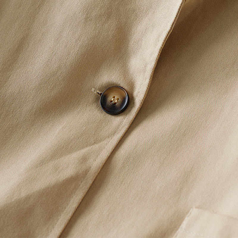Chaqueta de traje de algodón para mujer con botones lisos y bolsillos de Buddha Stones - image 5