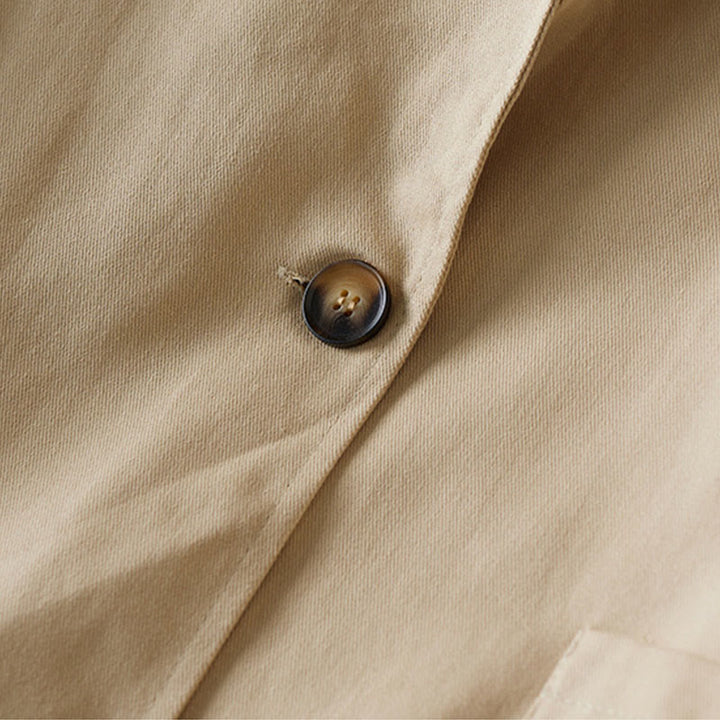 Chaqueta de traje de algodón para mujer con botones lisos y bolsillos de Buddha Stones - image 5