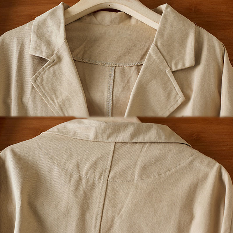 Chaqueta de traje de algodón para mujer con botones lisos y bolsillos de Buddha Stones - image 3