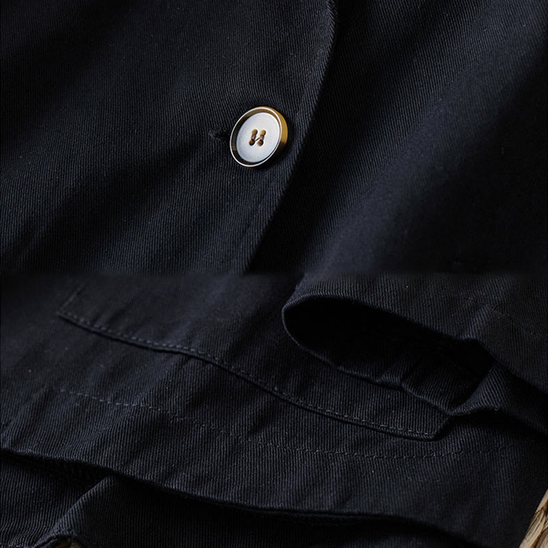 Chaqueta de traje de algodón para mujer con botones lisos y bolsillos de Buddha Stones - image 11