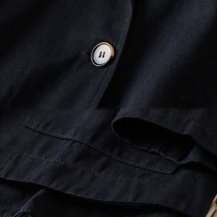 Chaqueta de traje de algodón para mujer con botones lisos y bolsillos de Buddha Stones - image 11