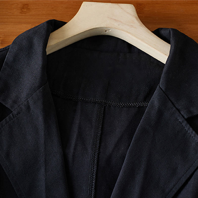 Chaqueta de traje de algodón para mujer con botones lisos y bolsillos de Buddha Stones - image 13