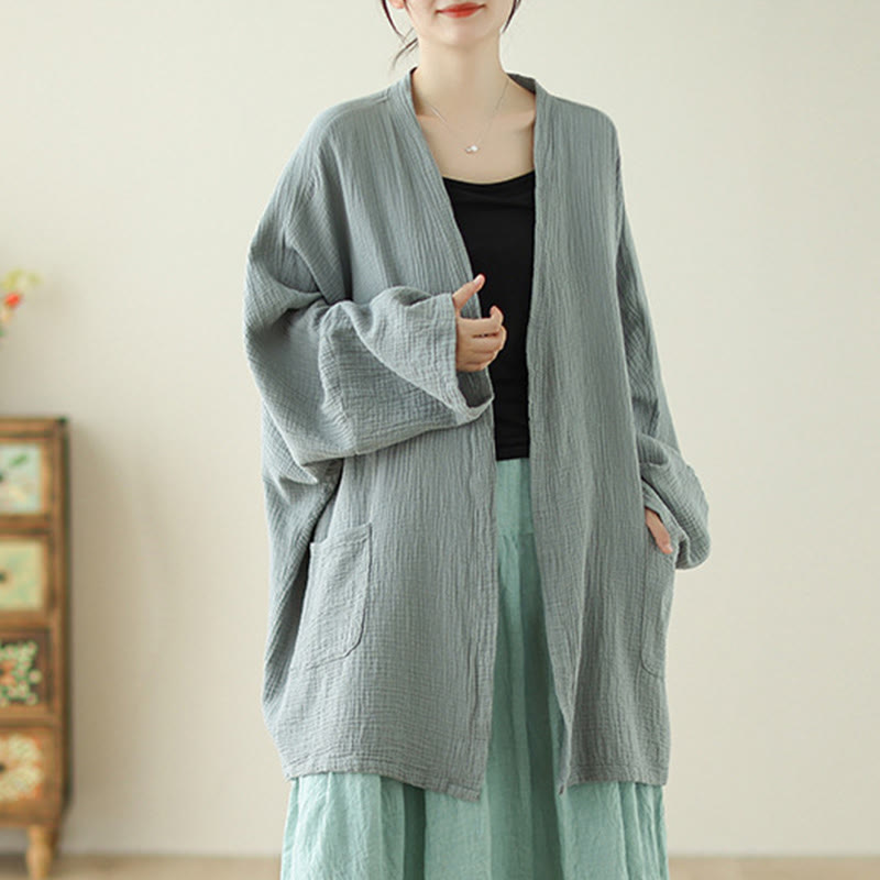 Chaqueta de meditación zen de manga larga lisa con estampado de Buddha Stones y bolsillos. - image 2