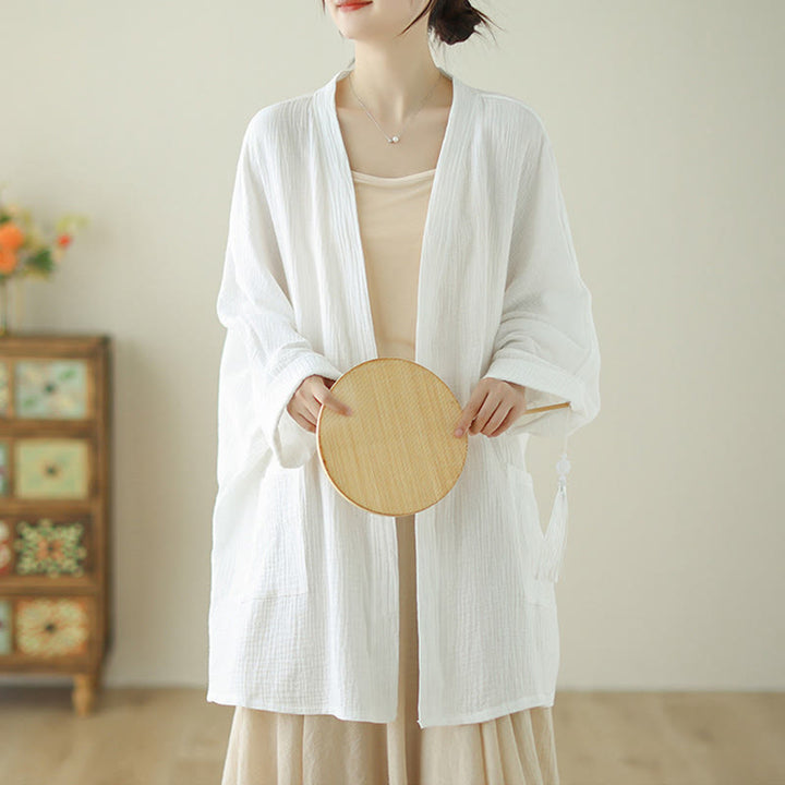 Chaqueta de meditación zen de manga larga lisa con estampado de Buddha Stones y bolsillos. - image 12