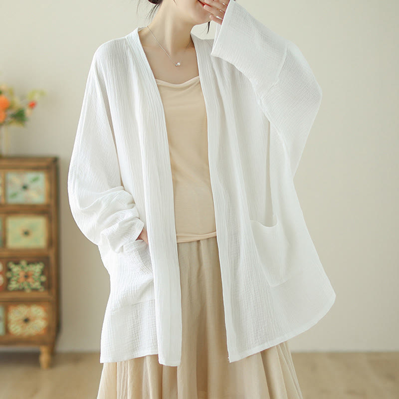 Chaqueta de meditación zen de manga larga lisa con estampado de Buddha Stones y bolsillos. - image 13