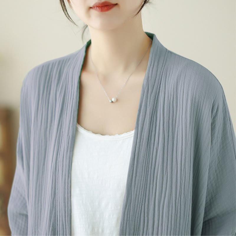 Chaqueta de meditación zen de manga larga lisa con estampado de Buddha Stones y bolsillos. - image 21