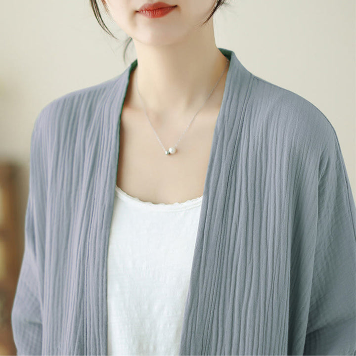 Chaqueta de meditación zen de manga larga lisa con estampado de Buddha Stones y bolsillos. - image 21