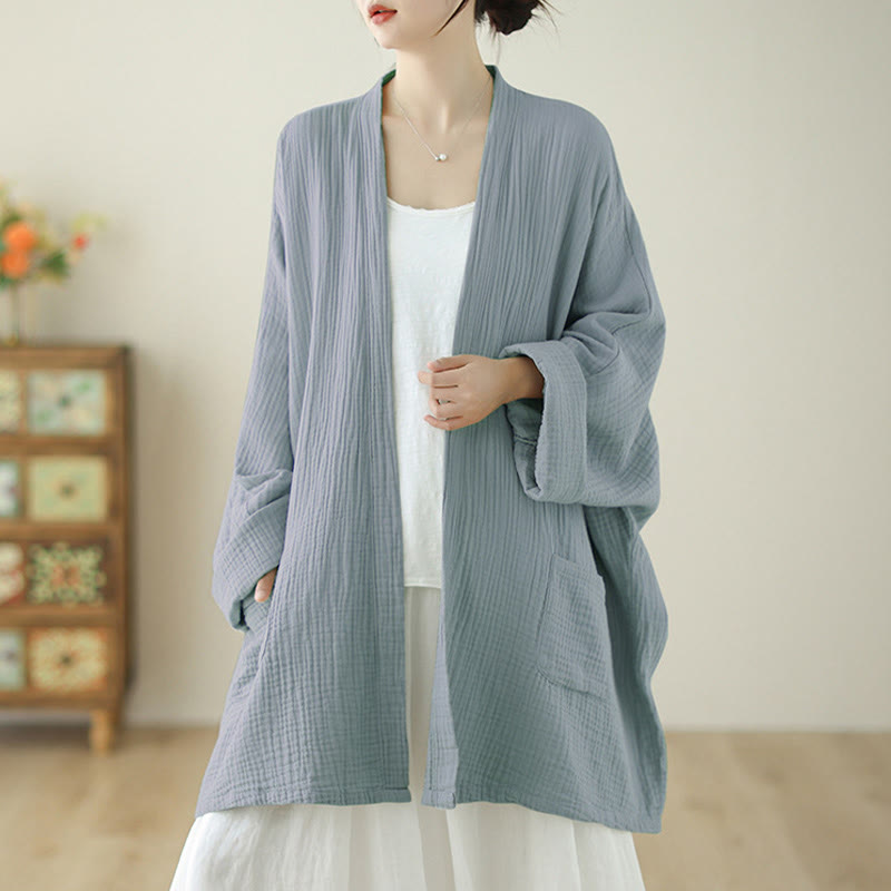 Chaqueta de meditación zen de manga larga lisa con estampado de Buddha Stones y bolsillos. - image 18