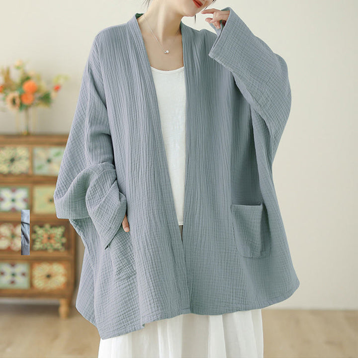Chaqueta de meditación zen de manga larga lisa con estampado de Buddha Stones y bolsillos. - image 19