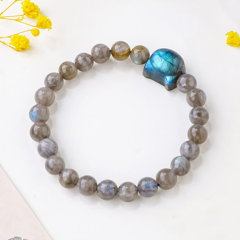 Pulsera de labradorita natural con Buddha Stones y cabeza de gato adorable - image 2