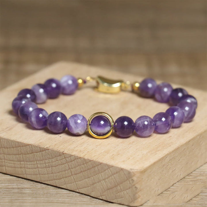 Pulsera con hebilla de cuentas de amatista natural de Buddha Stones que alivia el estrés - image 2