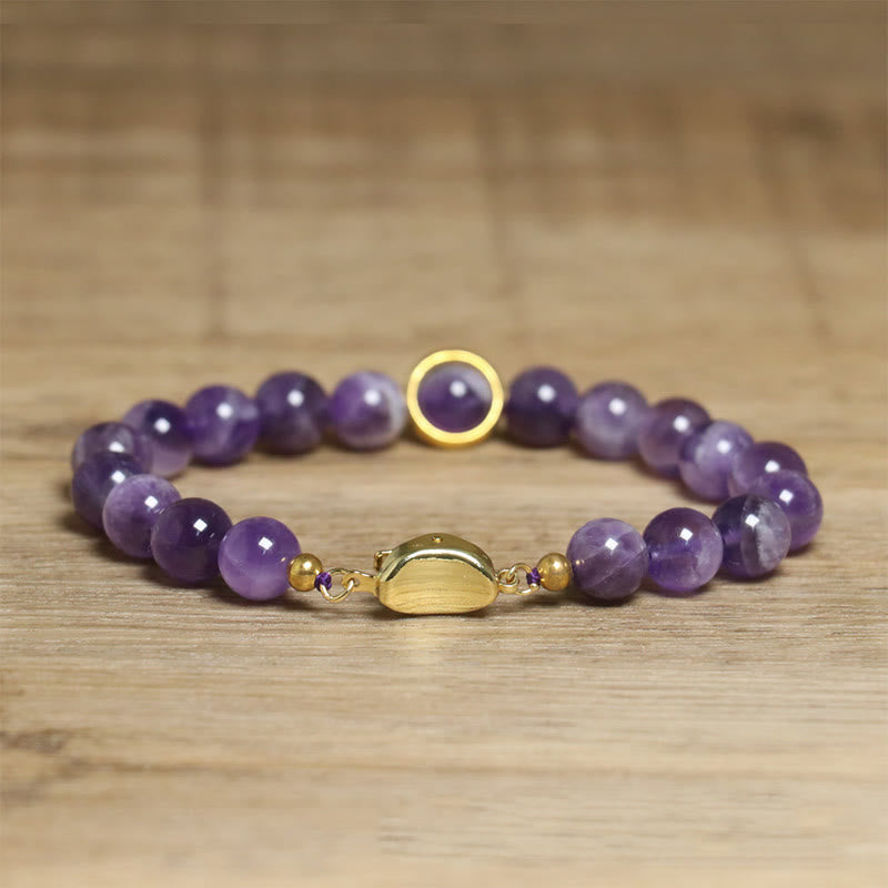 Pulsera con hebilla de cuentas de amatista natural de Buddha Stones que alivia el estrés - image 4