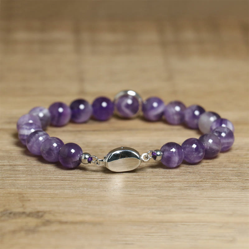 Pulsera con hebilla de cuentas de amatista natural de Buddha Stones que alivia el estrés - image 10